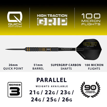 Harrows - Chizzy Series 3 QP Quick Point Dave Chisnall - 90% Tungsten Darts - 21g to 26g