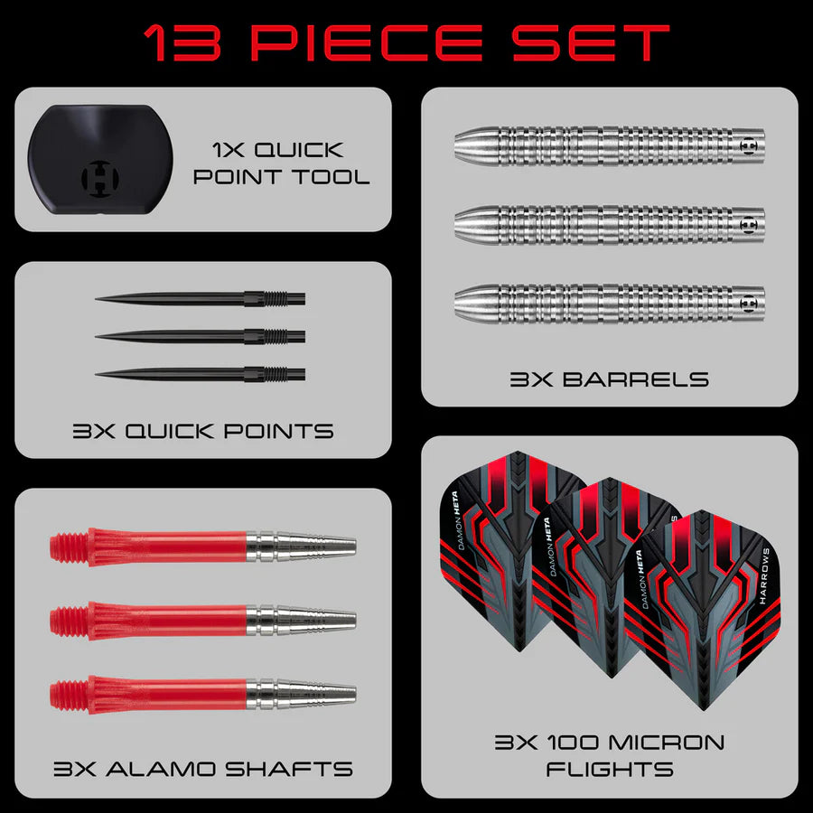 Harrows - Damon Heta Natural The Heat QP Quick Point - 90% Tungsten Darts - 21g / 23g / 25g