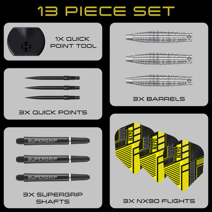 Harrows - NX90 Bomb Profile QP Quick Point - 90% Tungsten Darts - 21g / 23g / 25g