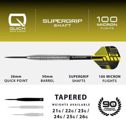 Harrows - NX90 Tapered QP Quick Point - 90% Tungsten Darts - 21g to 26g