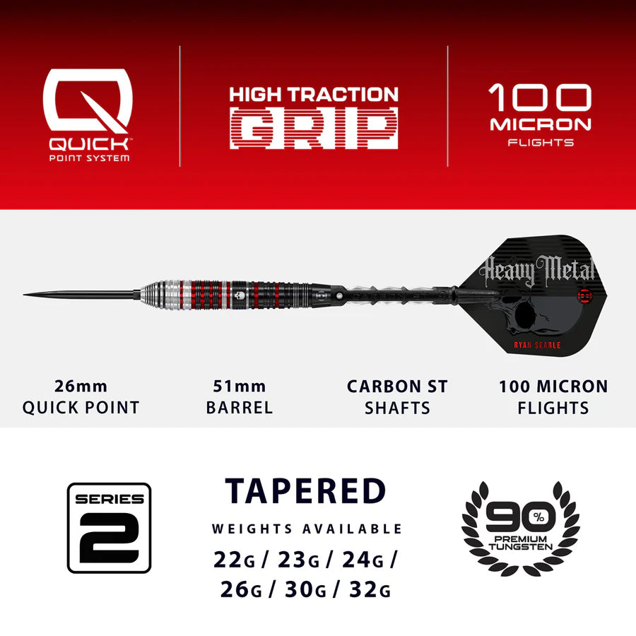 Harrows - Ryan Searle Series 2 QP Quick Point  - 90% Tungsten Darts - 22g to 32g
