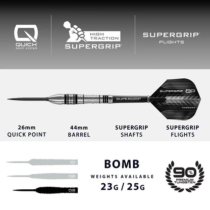 Harrows - Supergrip Bomb QP - Steel Tip 90% Tungsten Darts