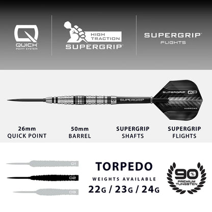 Harrows - Supergrip Torpedo QP - Steel Tip 90% Tungsten Darts