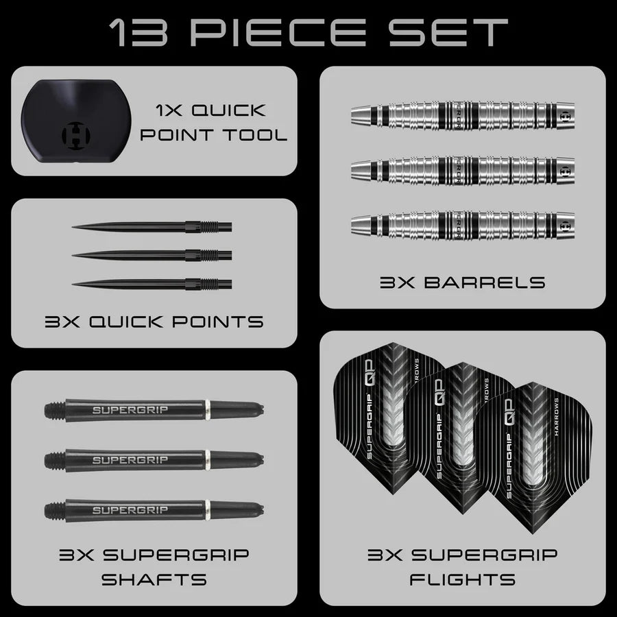 Harrows - Supergrip Torpedo QP - Steel Tip 90% Tungsten Darts