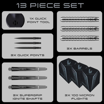 Harrows - Luke Woodhouse Series 1 QP Quick Point - 90% Tungsten Darts - 21g / 23g / 25g