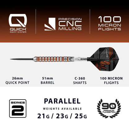Harrows - Luke Woodhouse Series 2 QP Quick Point - 90% Tungsten Darts - 21g / 23g / 25g