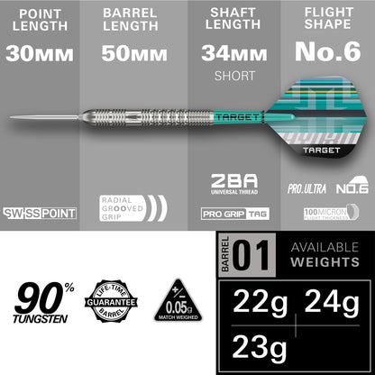 Target Darts - Hydro 01 Darts - 90% Tungsten Darts