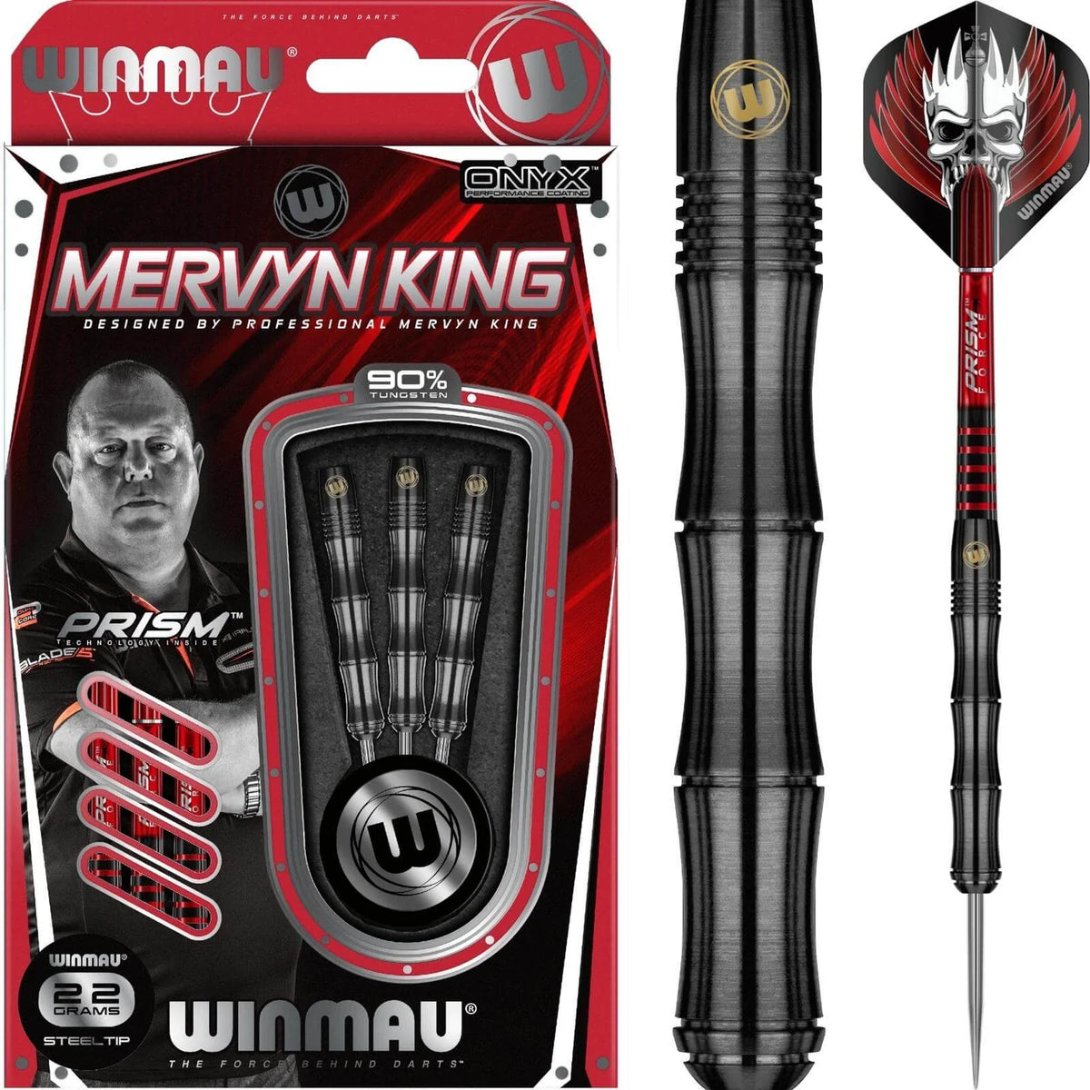 Winmau Mervyn King Black 90% Tungsten Darts - 22g