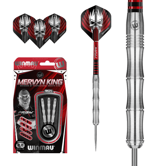 Winmau Mervyn King Silver 90% Tungsten Darts - 26g