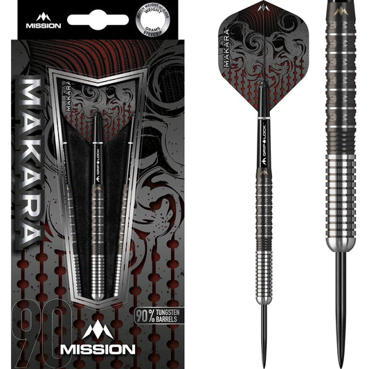 Mission - Makara M1 Straight Barrel- 90% Tungsten Steel Tip Darts - 22g / 24g / 26g