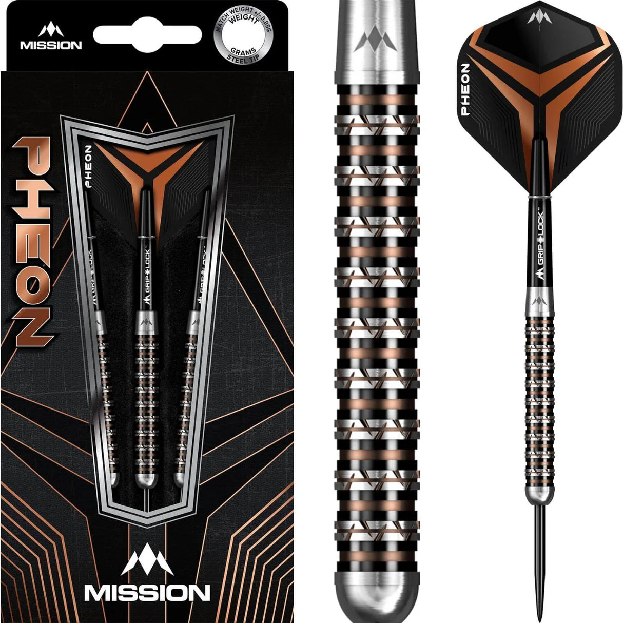 Mission - Pheon - 90% Tungsten Steel Tip Darts - 22g / 24g / 26g