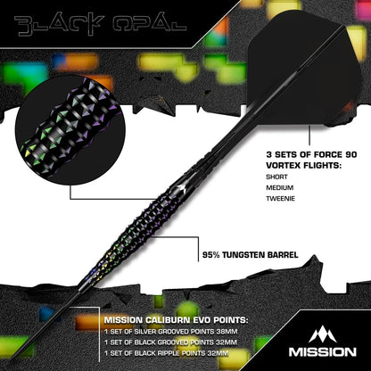 Mission Darts - Black Opal - 95% Tungsten Darts - 22g / 24g / 26g