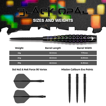 Mission Darts - Black Opal - 95% Tungsten Darts - 22g / 24g / 26g