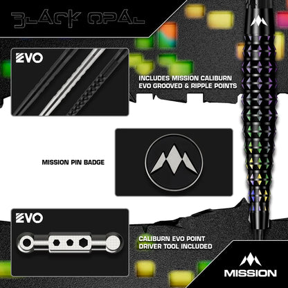 Mission Darts - Black Opal - 95% Tungsten Darts - 22g / 24g / 26g