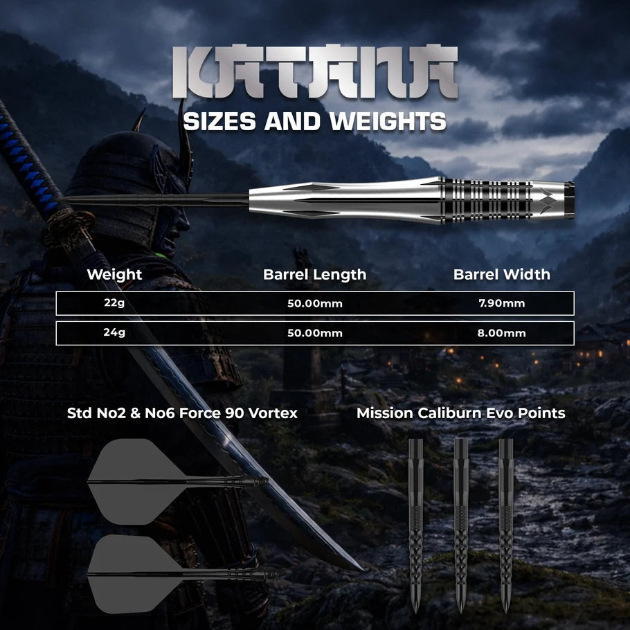Mission Darts - Katana - 95% Tungsten Darts - 22g / 24g