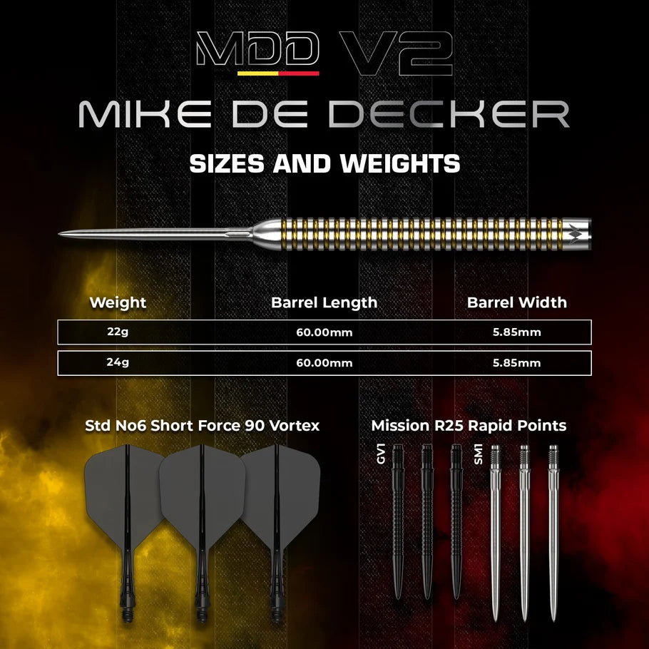 Mission - Mike De Decker V2 - 95% Tungsten Steel Tip Darts - 22g