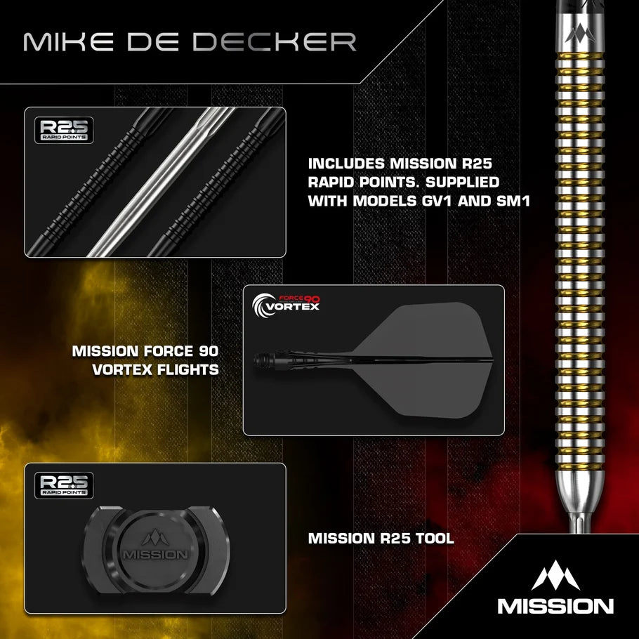 Mission - Mike De Decker V2 - 95% Tungsten Steel Tip Darts - 22g
