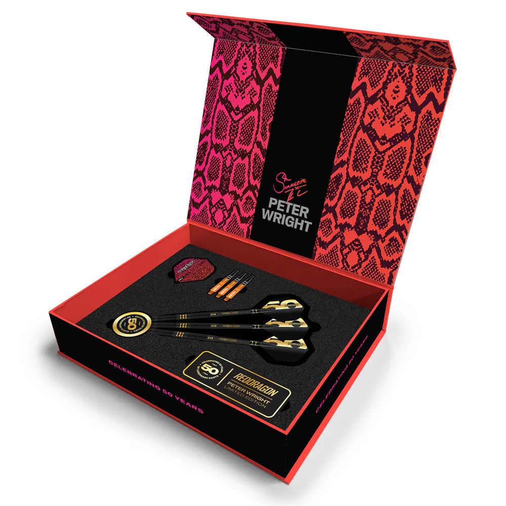 Red Dragon - 21g Peter Wright - 50th Anniversary Collectable Box - 90% Tungsten Darts