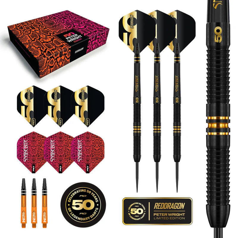 Red Dragon - 21g Peter Wright - 50th Anniversary Collectable Box - 90% Tungsten Darts