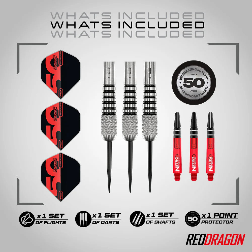 Red Dragon - 50th Anniversary - Torpedo 2 Darts - 80% Tungsten Darts - 24g