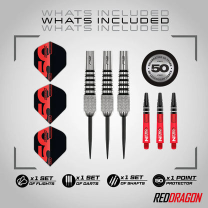 Red Dragon - 50th Anniversary - Torpedo 2 Darts - 80% Tungsten Darts - 24g