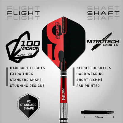 Red Dragon - 50th Anniversary - Torpedo 2 Darts - 80% Tungsten Darts - 24g