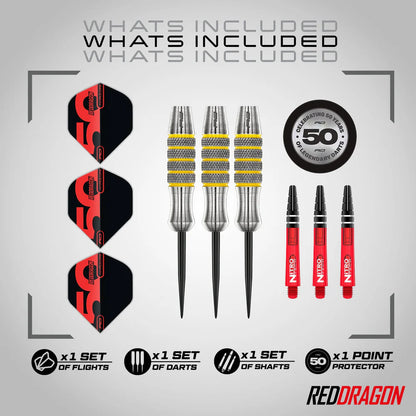 Red Dragon - 50th Anniversary - Chunky Stumpy 7 Darts - 85% Tungsten - 28g