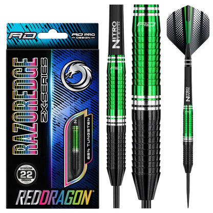 Red Dragon - Razoredge ZX-2 Green Darts - 85% Tungsten Darts Red Dragon - Razoredge ZX-2 Green Darts - 85% Tungsten Darts