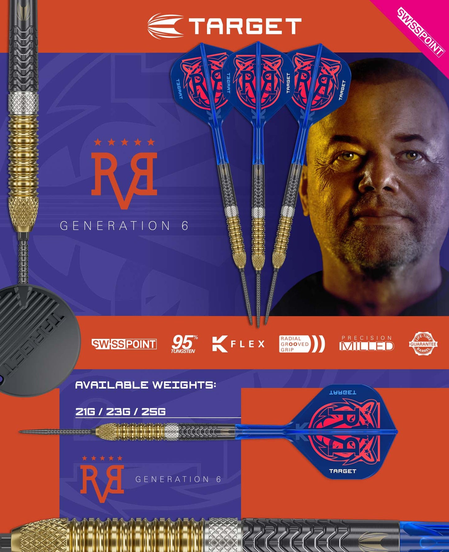 Target Darts - RVB Gen 6 SP Darts Raymond van Barneveld - 95% Tungsten
