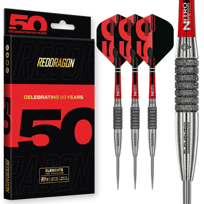 Red Dragon - 50th Anniversary - Element6 C Darts - 90% Tungsten Darts - 25g