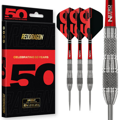 Red Dragon - 50th Anniversary - Grizzly 4 Darts - 90% Tungsten Darts - 25g