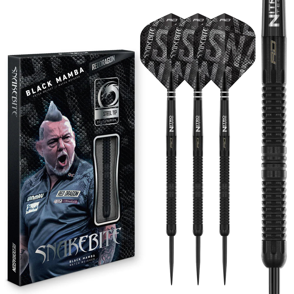 Red Dragon - Peter Wright Black Mamba - 90% Steel Tip Tungsten Darts