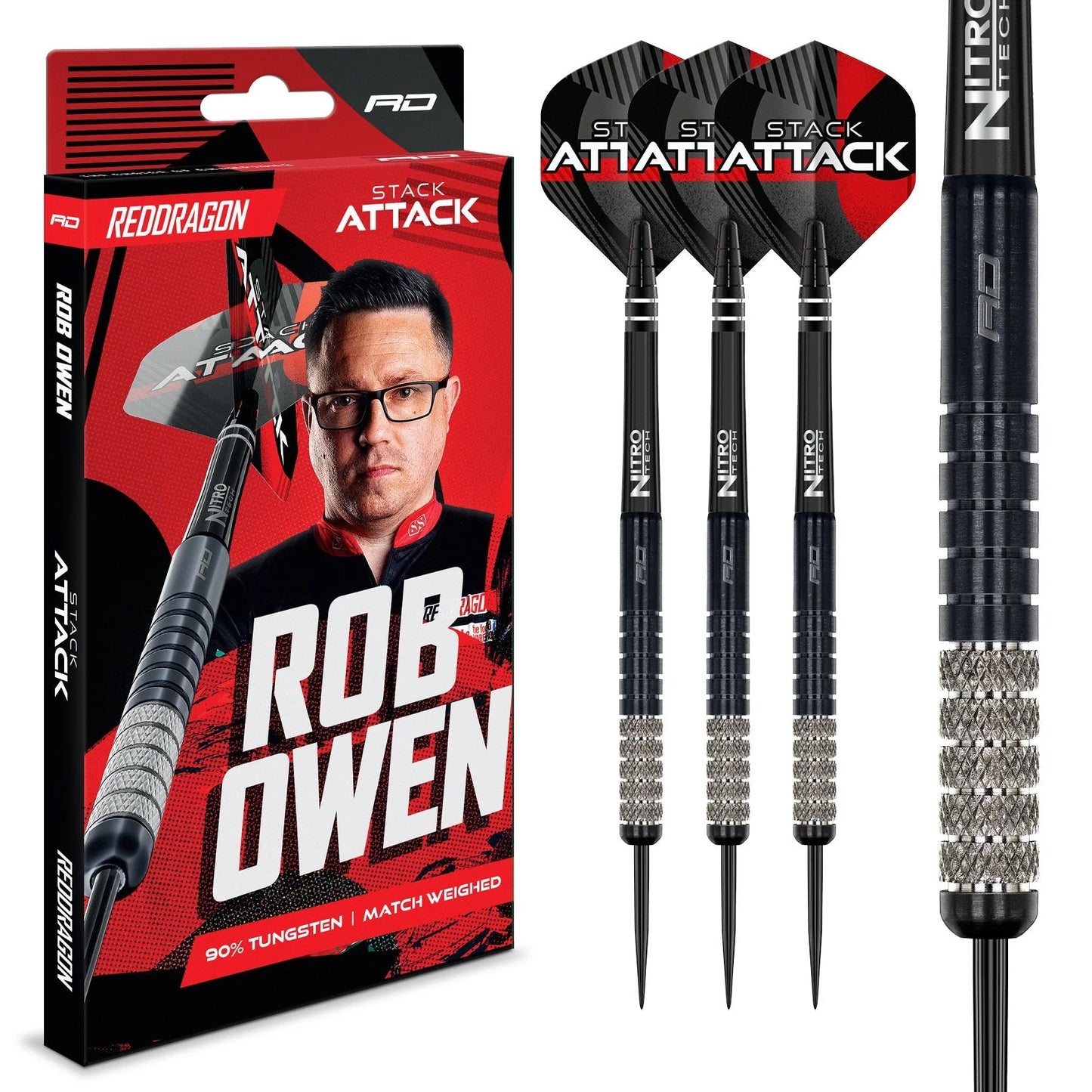 Red Dragon - Rob Owen 22g Steel Tip Darts - 90% Tungsten Darts
