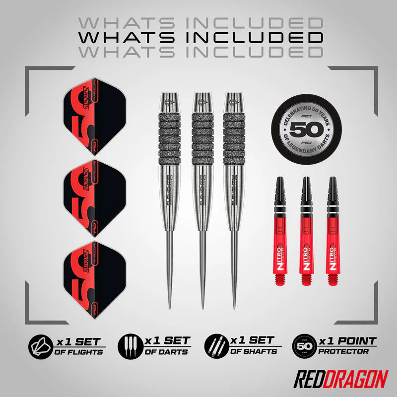 Red Dragon - 50th Anniversary - Element6 C Darts - 90% Tungsten Darts - 25g