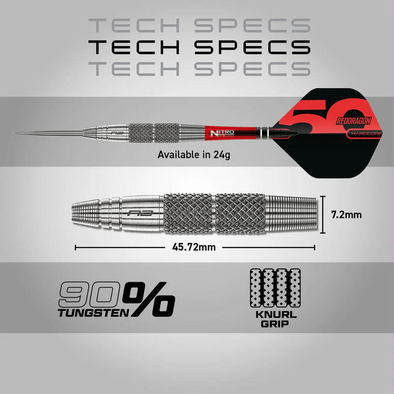 Red Dragon - 50th Anniversary - Grizzly 2 Darts - 90% Tungsten Darts - 24g