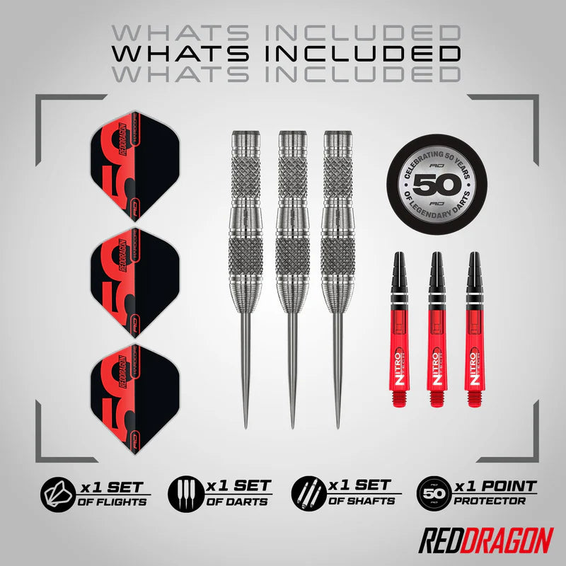 Red Dragon - 50th Anniversary - Grizzly 4 Darts - 90% Tungsten Darts - 25g