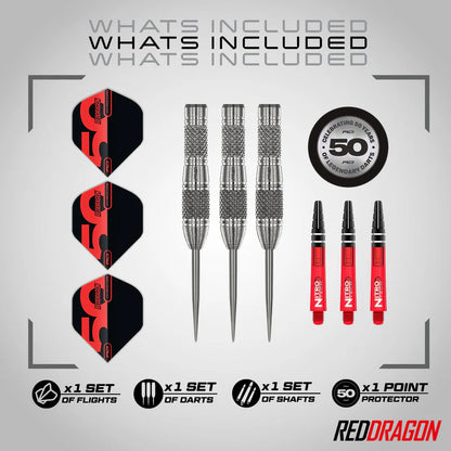 Red Dragon - 50th Anniversary - Grizzly 4 Darts - 90% Tungsten Darts - 25g