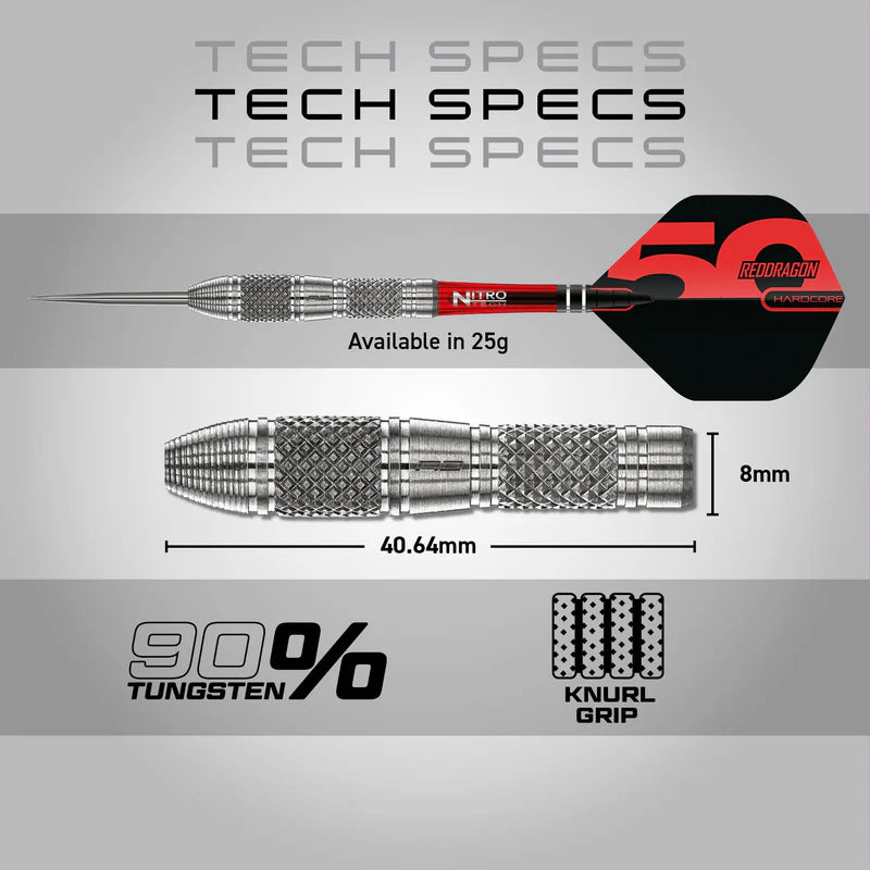 Red Dragon - 50th Anniversary - Grizzly 4 Darts - 90% Tungsten Darts - 25g