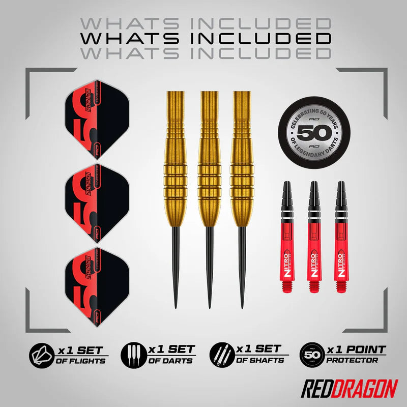Red Dragon - 50th Anniversary - Golden Virgin 5 Darts - 95% Tungsten Darts