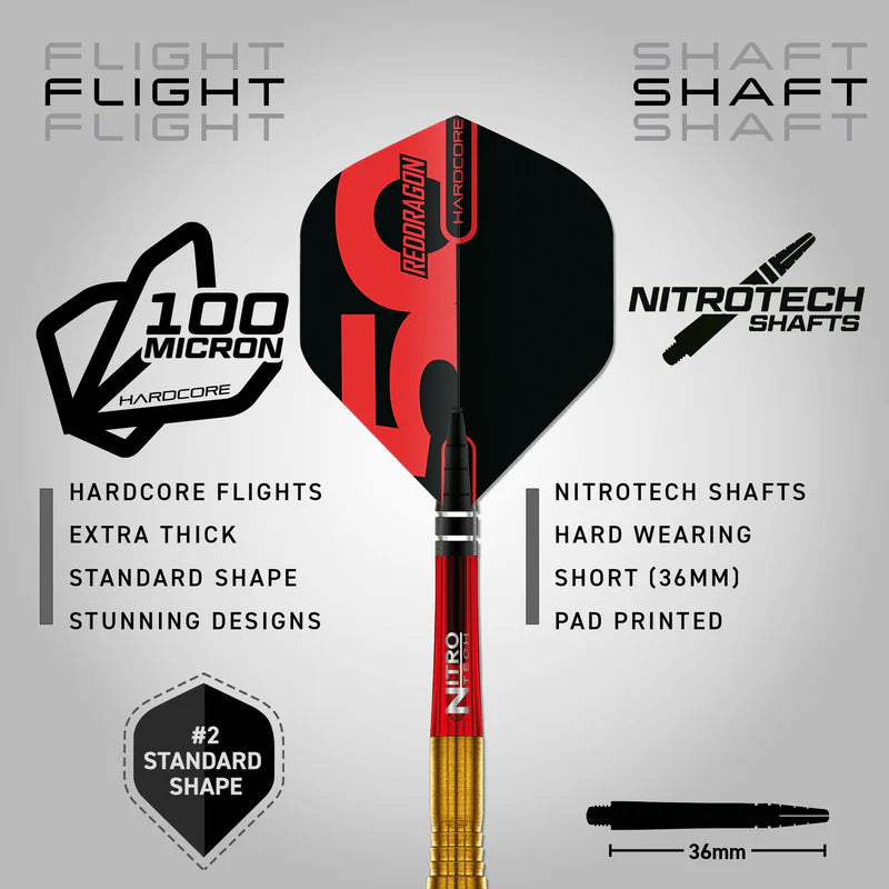 Red Dragon - 50th Anniversary - Golden Virgin 5 Darts - 95% Tungsten Darts
