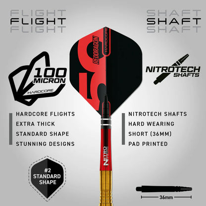 Red Dragon - 50th Anniversary - Golden Virgin 5 Darts - 95% Tungsten Darts