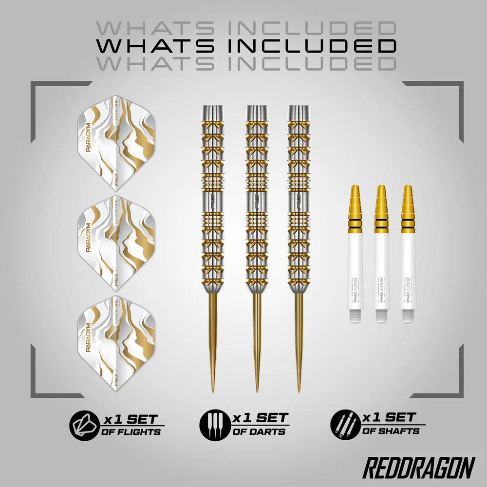 Red Dragon - Paradym Gold and Silver Parallel - 90% Steel Tip Tungsten Darts