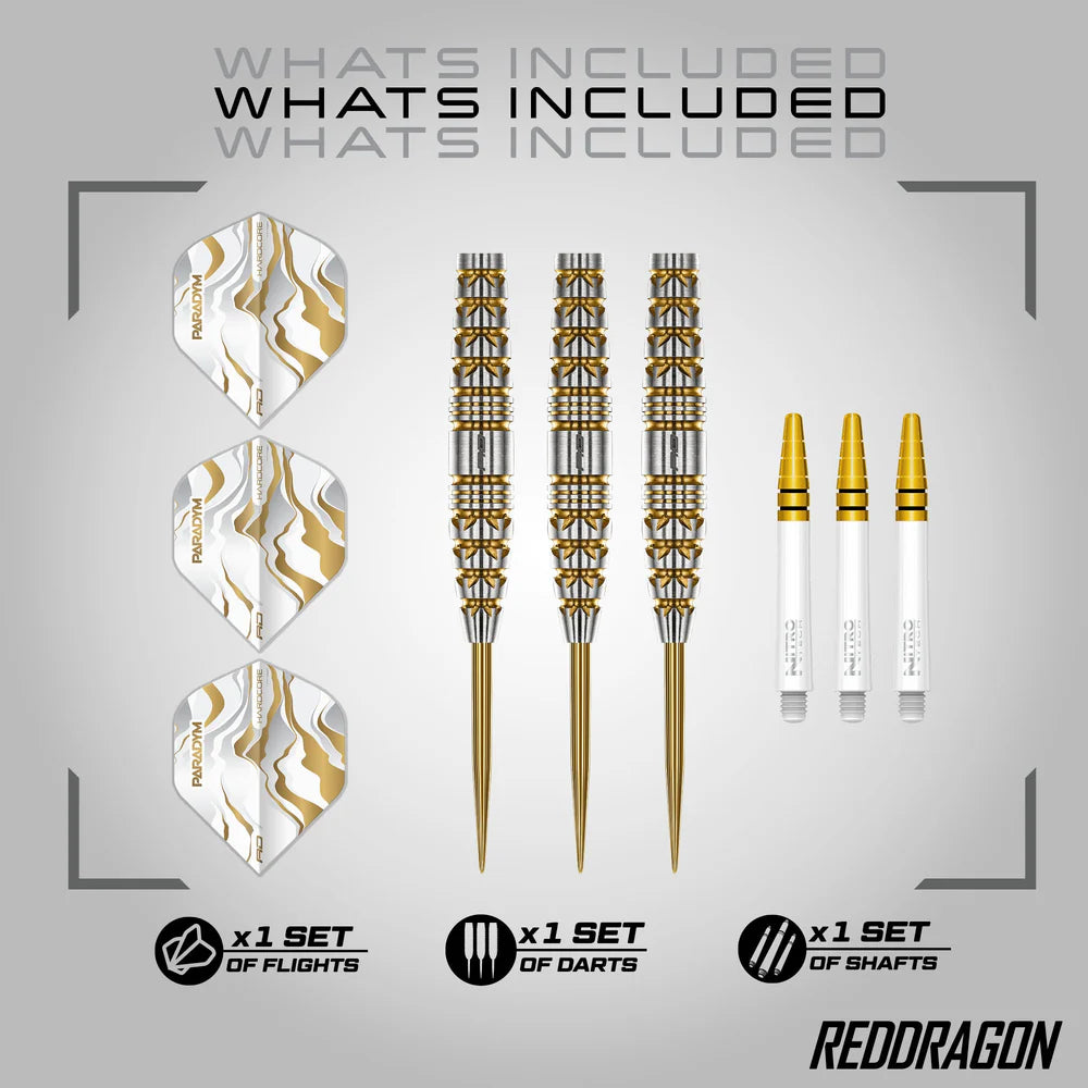 Red Dragon - Paradym Gold and Silver Torpedo - 90% Steel Tip Tungsten Darts