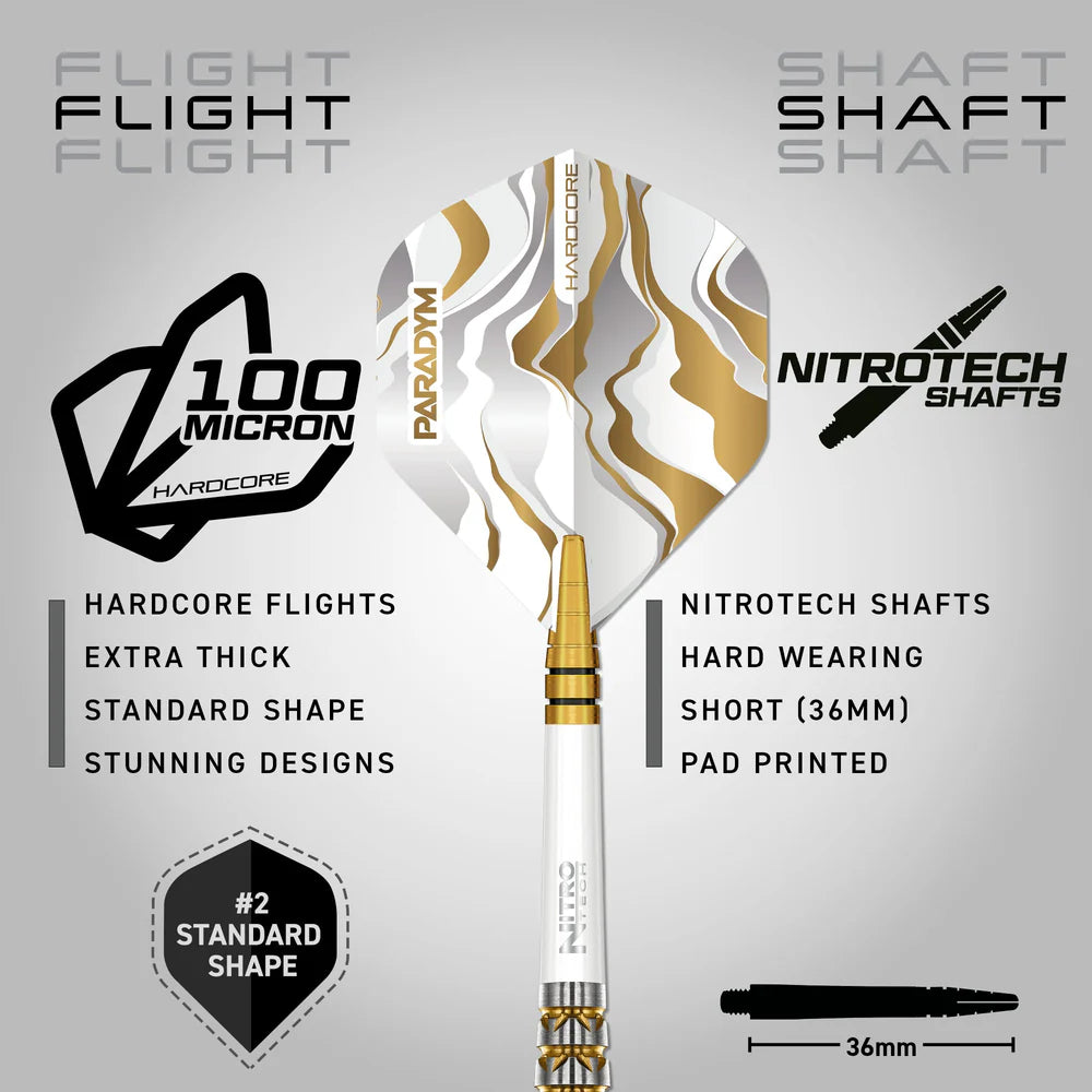 Red Dragon - Paradym Gold and Silver Torpedo - 90% Steel Tip Tungsten Darts