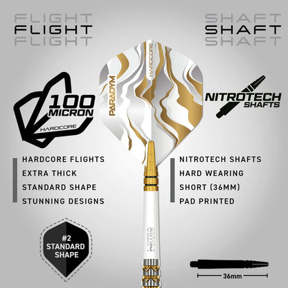 Red Dragon - Paradym Gold and Silver Torpedo - 90% Steel Tip Tungsten Darts