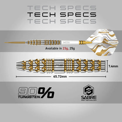 Red Dragon - Paradym Gold and Silver Torpedo - 90% Steel Tip Tungsten Darts