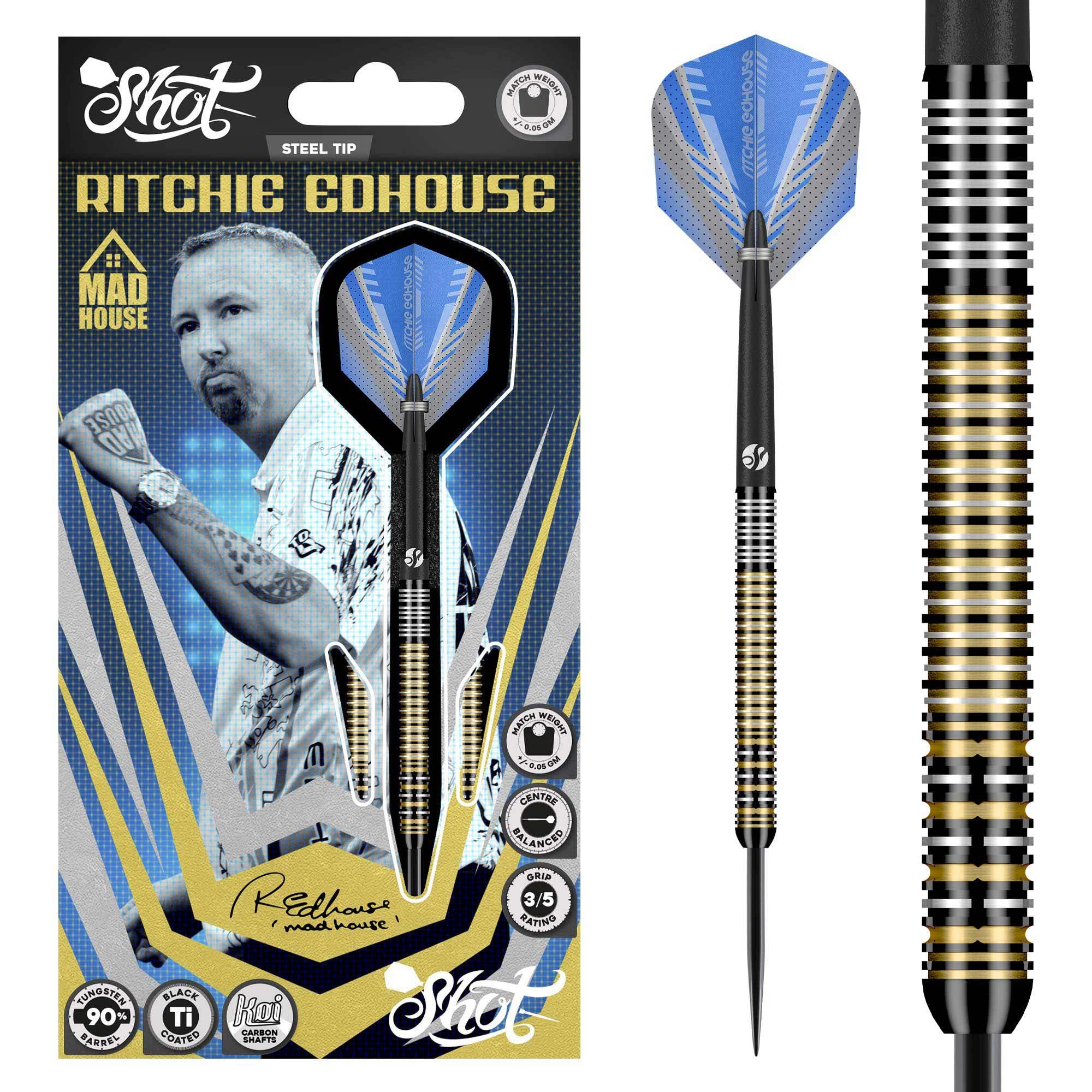 shot ハードダーツ リッチーエドハウス 23g Shot - Ritchie Edhouse Core - 90% Tungsten Darts - 23g / 24g