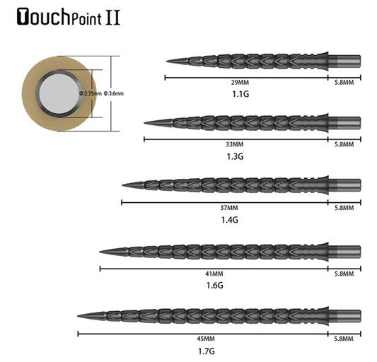 Cuesoul - Touchpoint 2 - V-cuts - Steel Tip Dart Points (Set of 3)