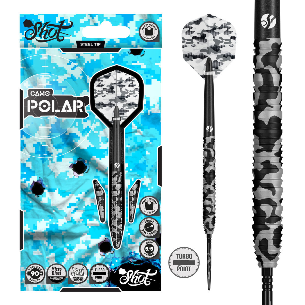 Shot - Camo Polar Turbo Point - 90% Tungsten Darts