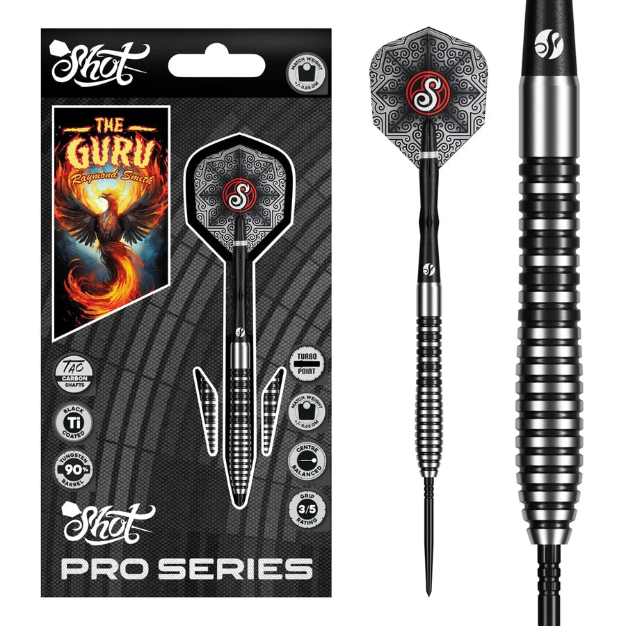 Shot Pro Series Raymond Smith Guru Turbo Point 90% Tungsten Steel Tip Darts
